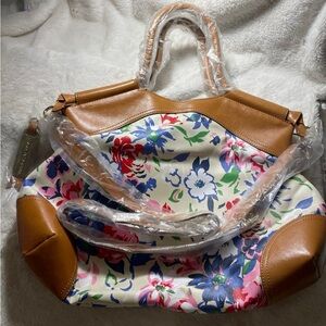 Emma & Sophia floral large handbag long crossbody strap‎ NWT faux leather